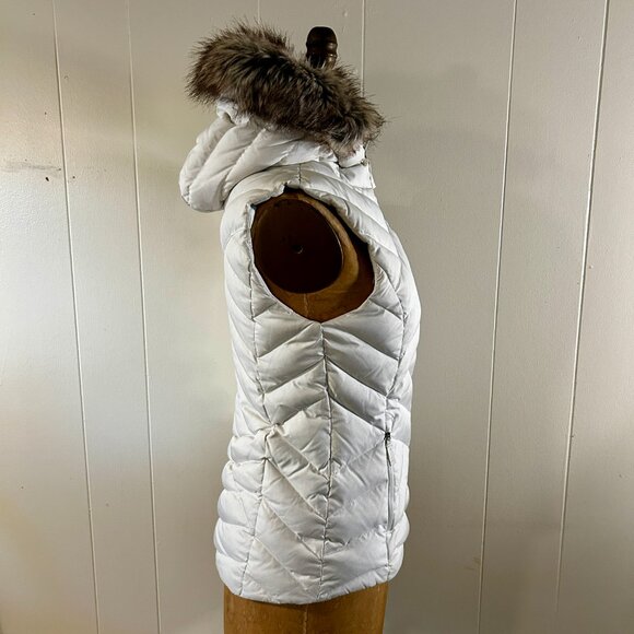 EDDIE BAUER DOWN PUFFER VEST WITH FUR-TRIMMED HOOD - Picture 2 of 8